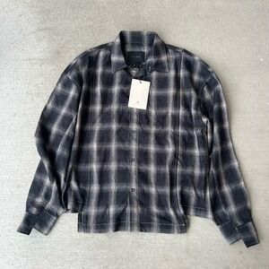 IISE Men's Black Plaid Flannel Panel Shirt NWT Size M Button Down